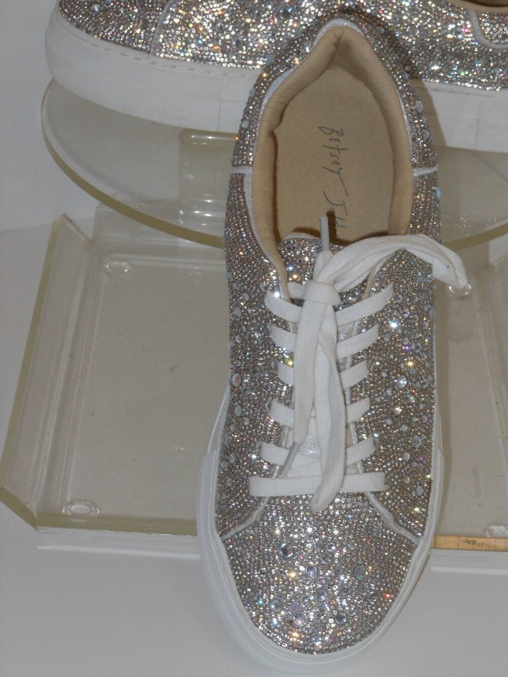 BETSY JOHNSON RHINESTONE LACE-UP SNEAKER STYLE SHOES SIZE 8.5 MEDIUM - Picture 4 of 5